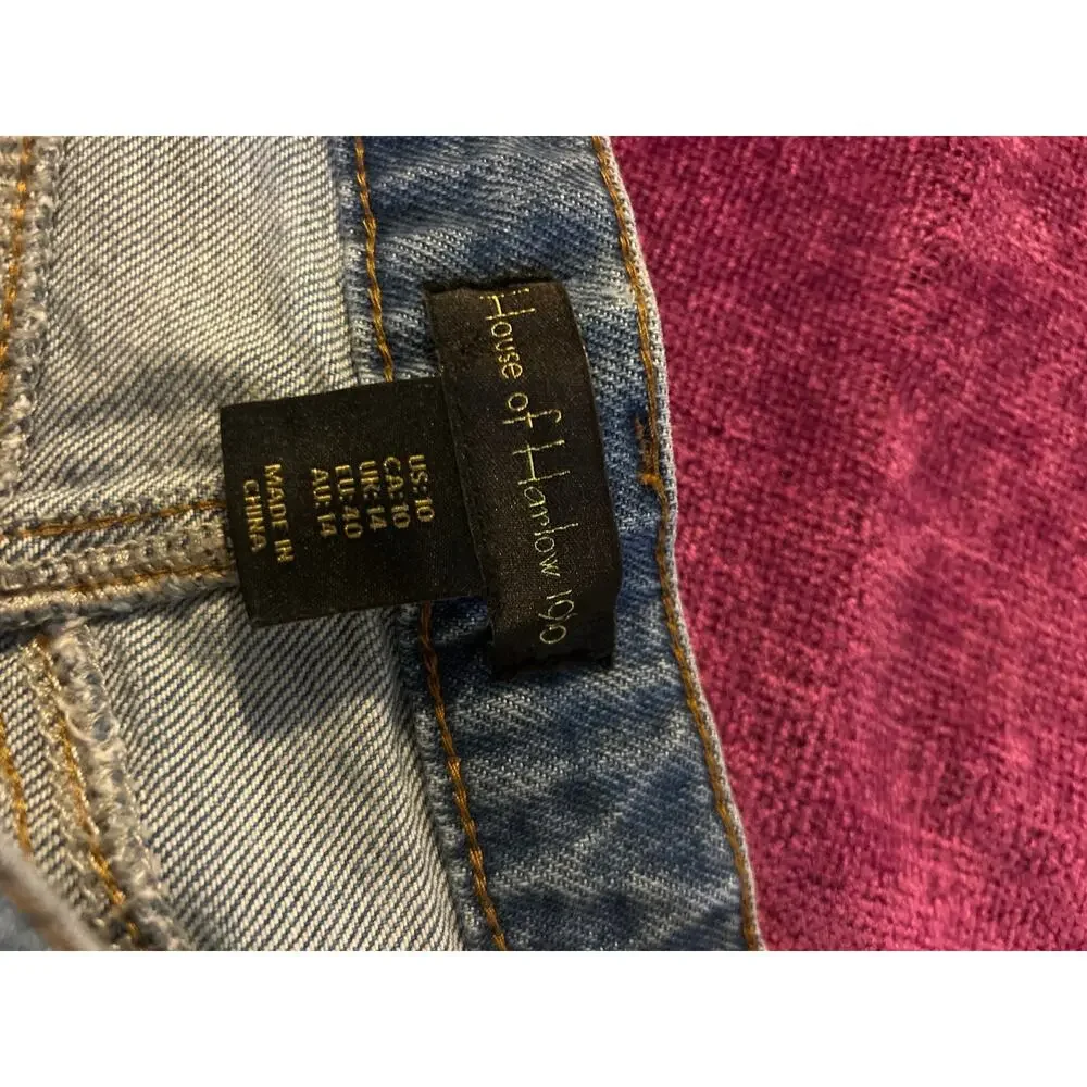 HOUSE of HARLOW Denim Mini Skirt COUNTRY WESTERN 70s COWGIRL Cargo Size 10 Jeans